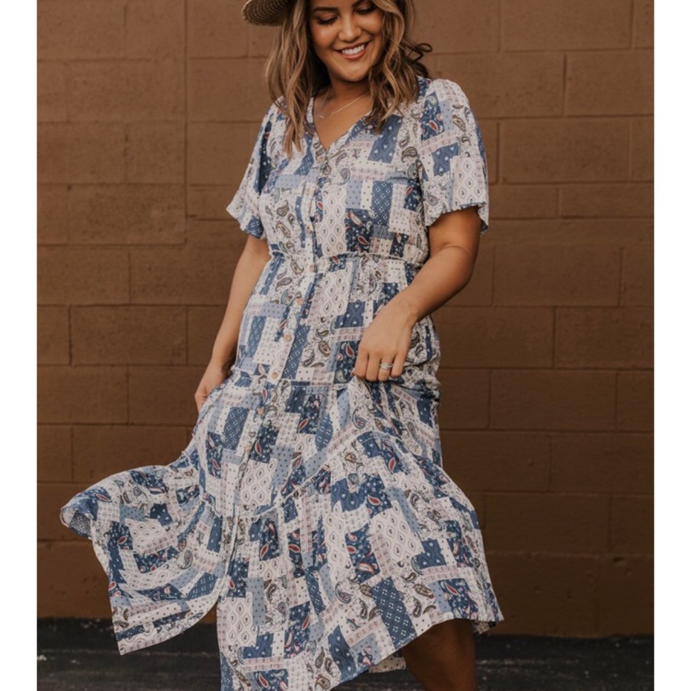 Roolee patchwork dress NWT